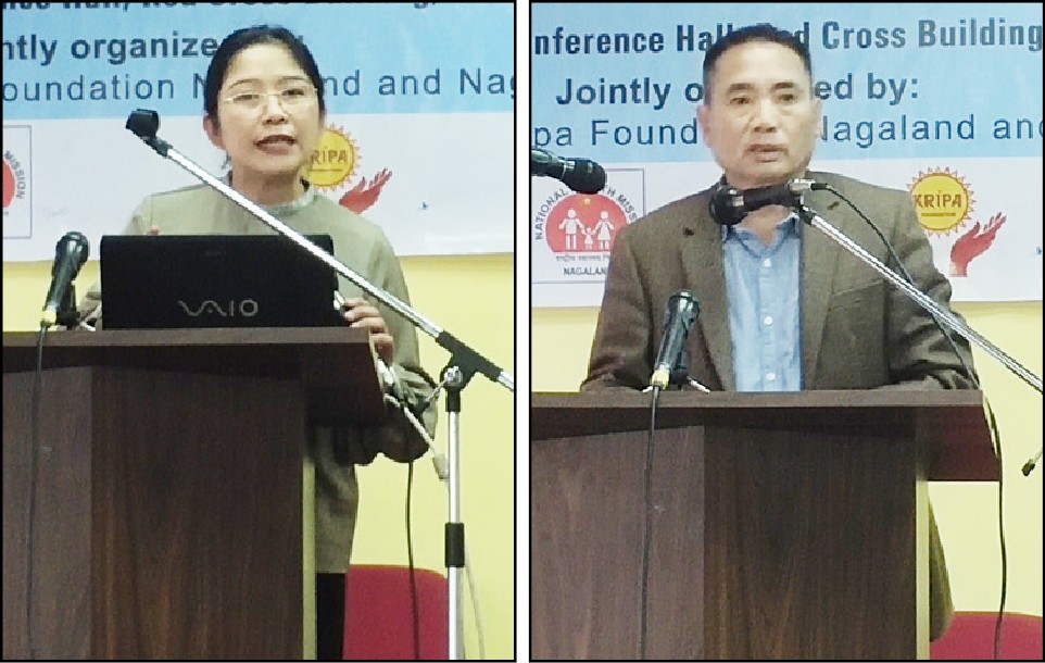 (left) Dr M Nukshisangla Jamir, Nodal Officer, NVHCP and (right) Dr Thorhusie Katiry, Managing Director, NHM addressing during the observation of the World Hepatitis Day in Kohima on July 28. (Morung Photo)